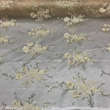 Floral Mesh Lace Fabric - Sequin Embroidery, Royal Blue, 52" Width