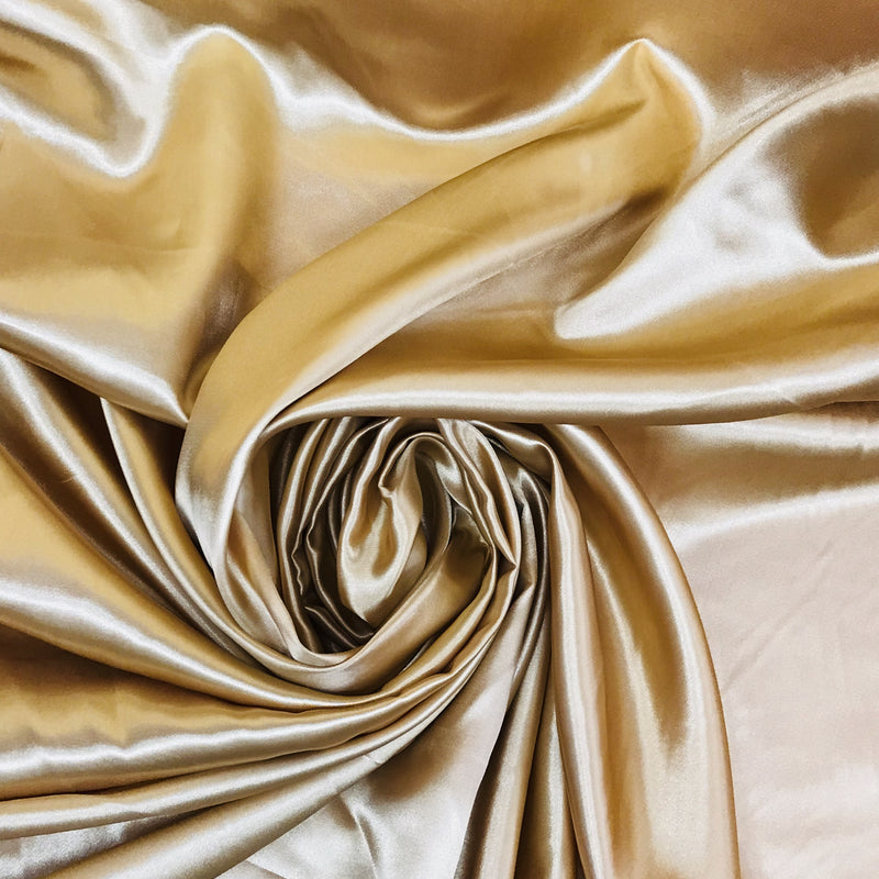 Gold Medium Satin Polyester Fabric - Gold, Solid, 58"-60" Wide (1 Yard)