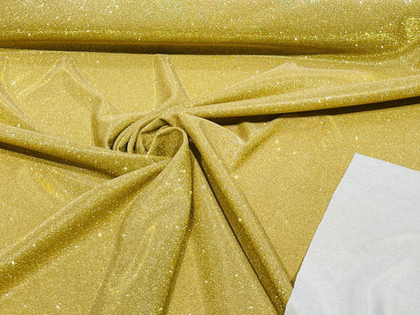 Gold Moon Shadow Shimmer Glitter Fabric - Gold Metallic Shimmer, 58/60" Width (By The Yard)