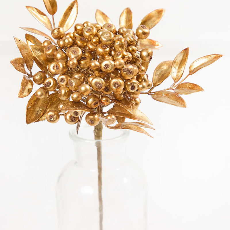 14" Antique Gold Metallic Berry Bunch