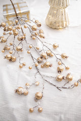 38” Champagne Gilded Frosted Crabapple Christmas Spray
