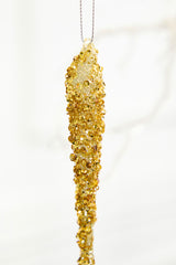 10" Gold Icicle Glass Ornament