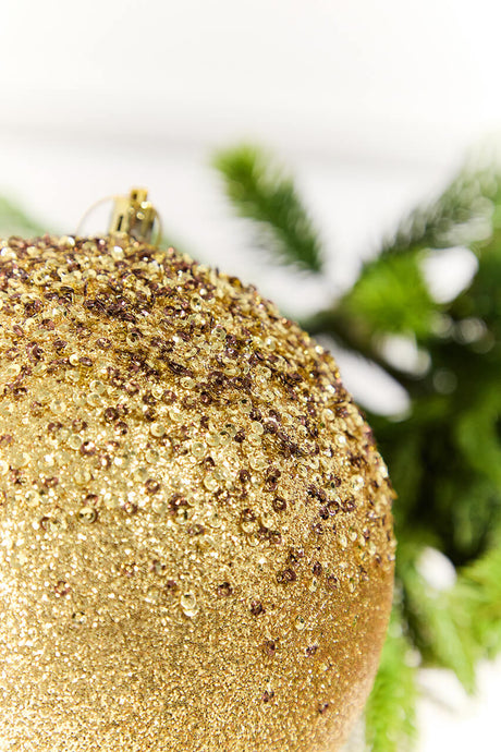 6" Gold Glitter Hanger Ball Ornament