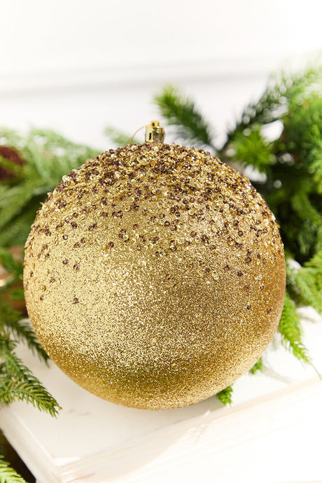 6" Gold Glitter Hanger Ball Ornament