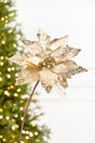 22" x 11” Gold Metallic Glitter Poinsettia Stem