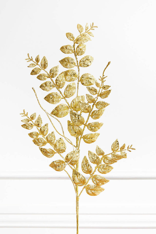 35” Glitter/Mica Later Fern Spray Gold