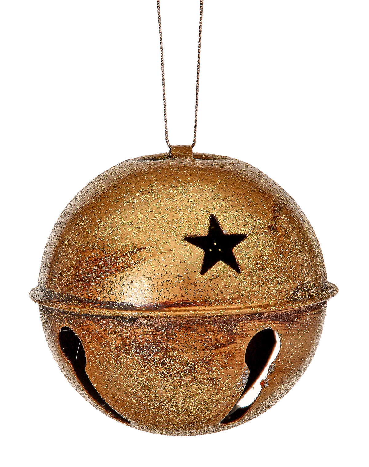 3.5” Gold Glitter Metal Antique Bell Ornament