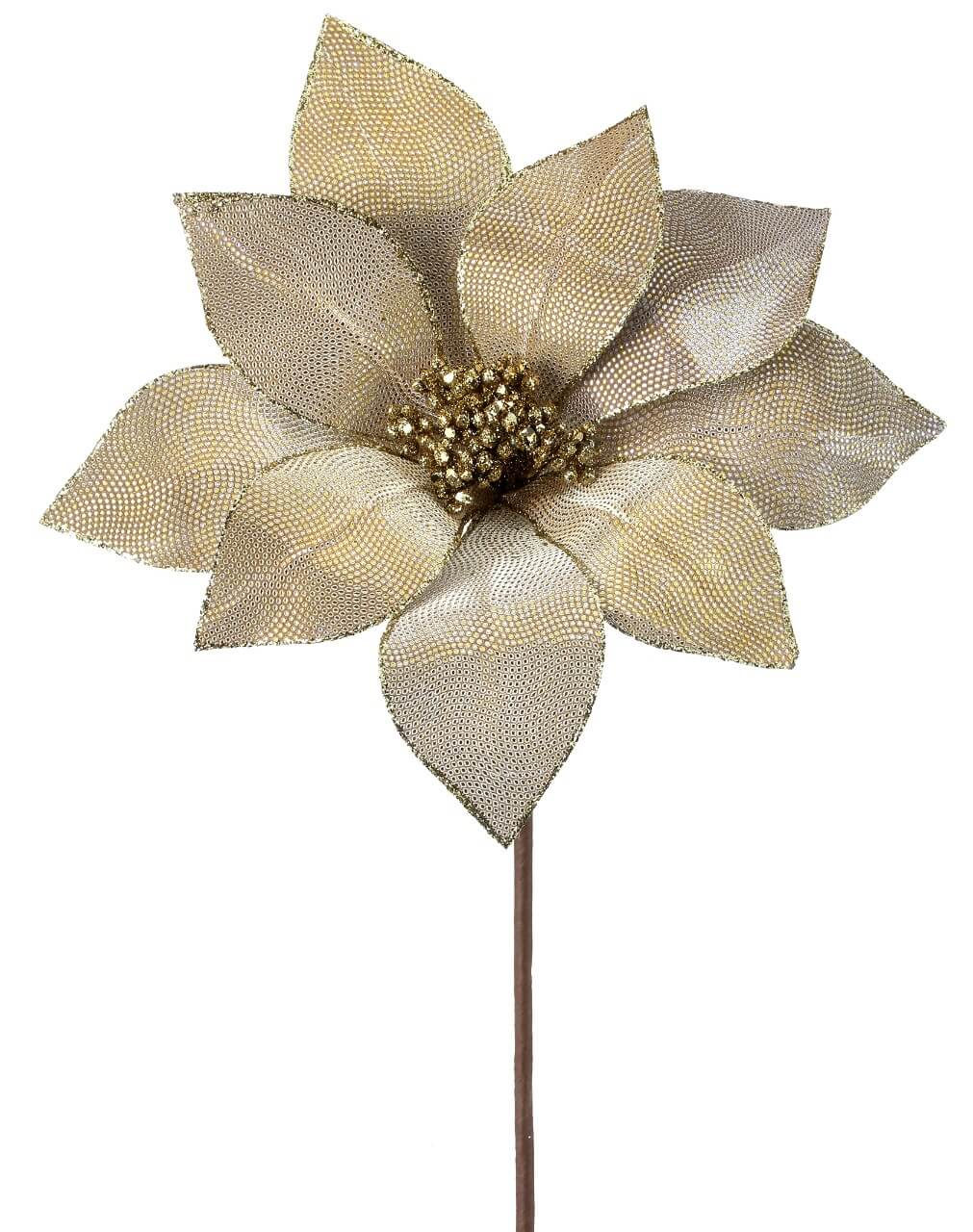 24” x 12" Metallic Mirror Fabric Poinsettia Stem
