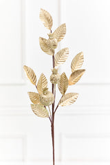 24" Metallic Gold Pomegranate Leaf Spray