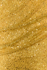 BPS Mesh Lace Gold Polyester Fabric - Gold Beads, Pearls, Sequins, 60" Width, 54" Design Width (1 Yard)