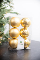 Light Gold Shatterproof Ornaments 3.1 Inch Set of 6