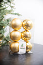 3.1” Shiny/Matte Light Gold Shatterproof Ornaments - Set of 6