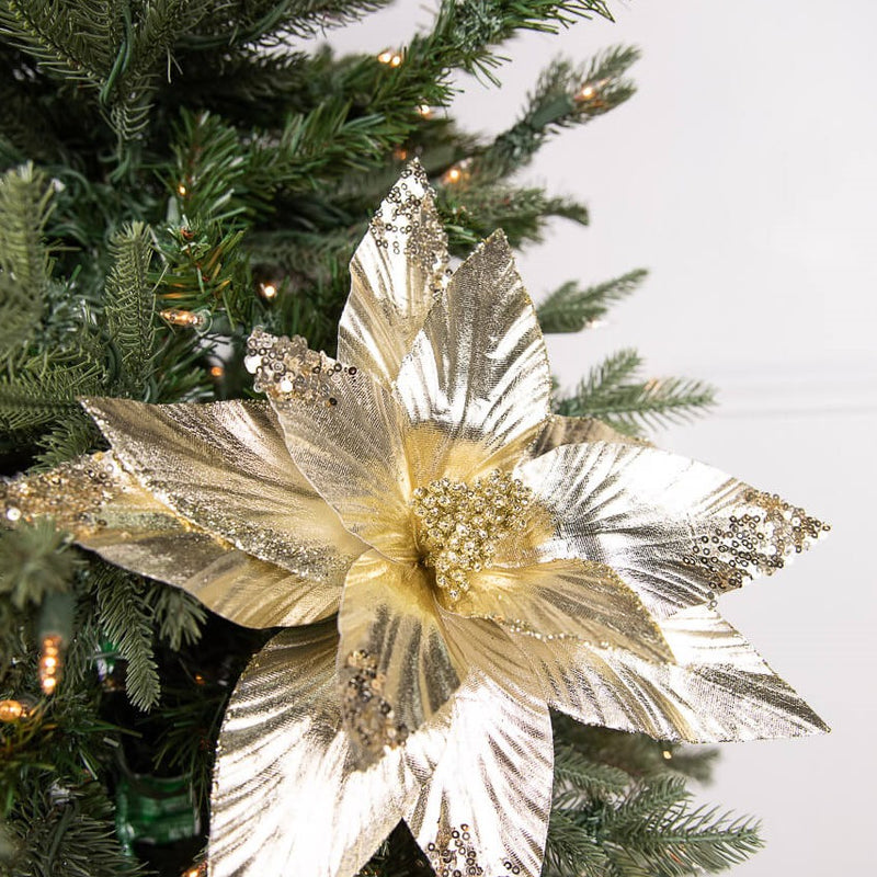 22” x 12.5" Gold Poinsettia Stem