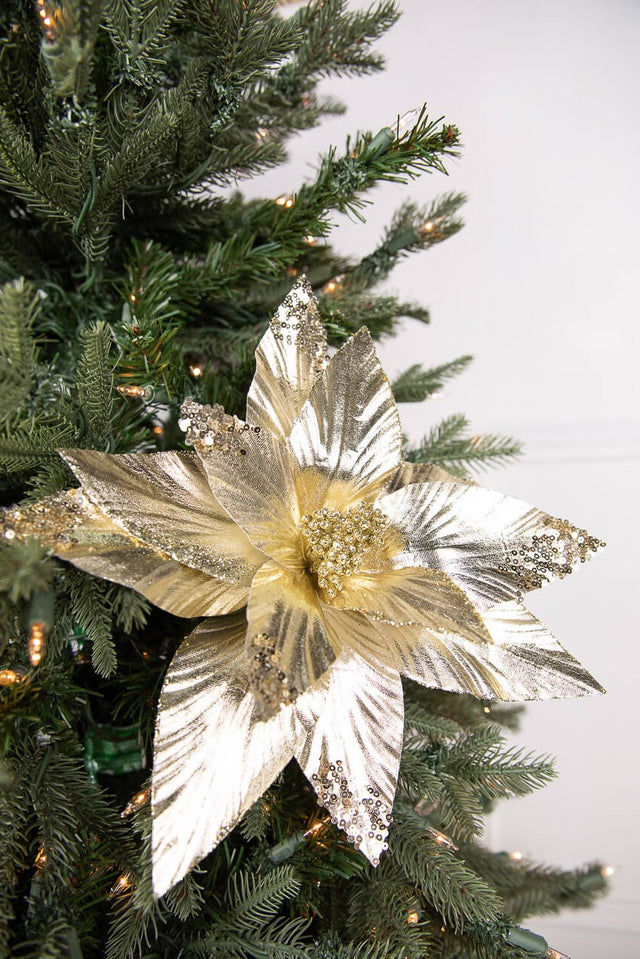 22” x 12.5" Gold Poinsettia Stem