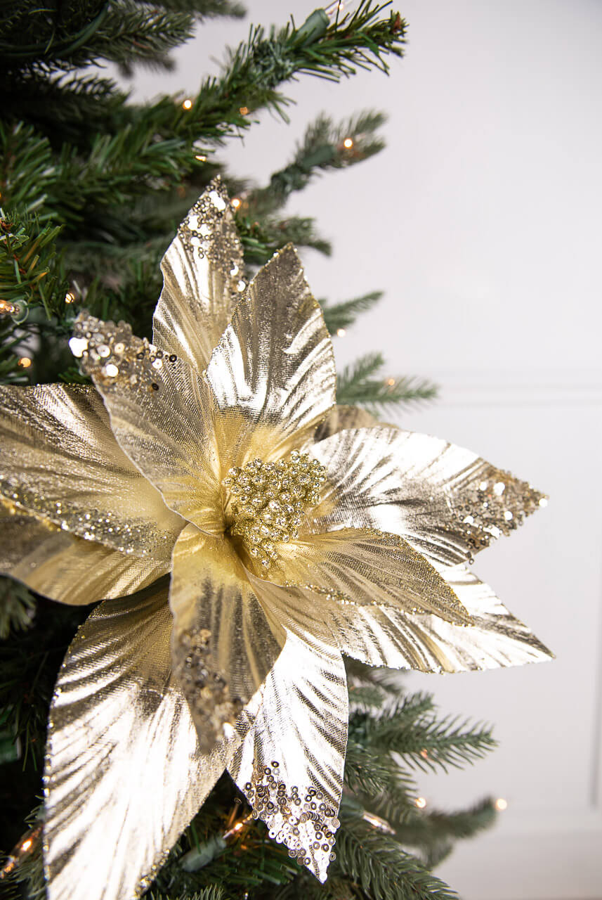 22” x 12.5" Gold Poinsettia Stem