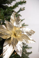 22” x 12.5" Gold Poinsettia Stem