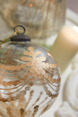 5" Etched Golden Garland Glass Ornament