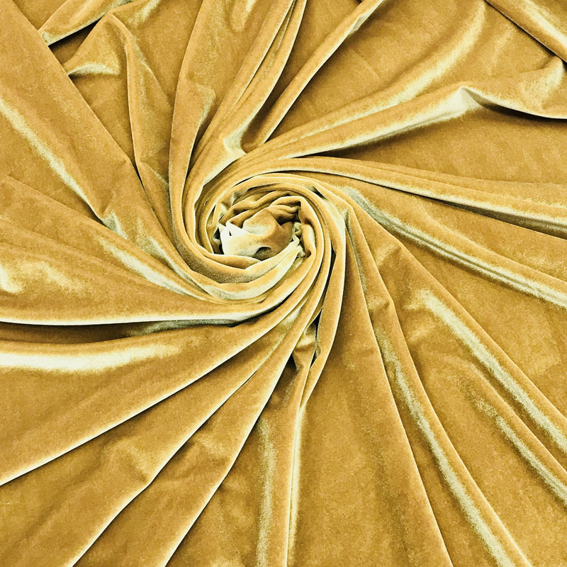 Mustard Gold Stretch Velvet Fabric - Mustard Gold, Solid, 58"-60" Width (1 Yard)