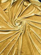 Mustard Gold Stretch Velvet Fabric - Mustard Gold, Solid, 58"-60" Width (1 Yard)