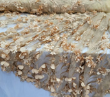 3D Lace Fabric Gold Floral Embroidery