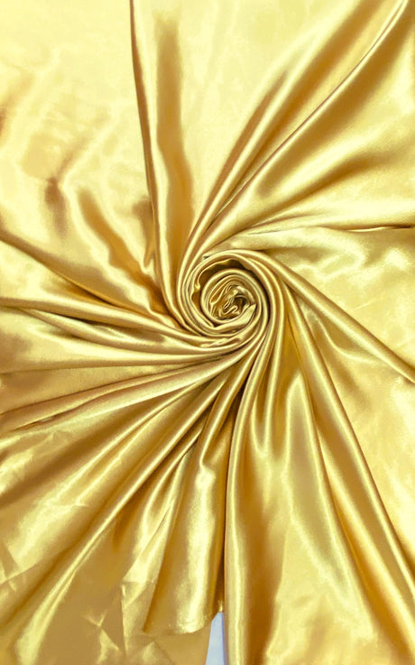 Crepe Satin Polyester Fabric - Gold, Shiny Satin, 58" Width (1 Yard)