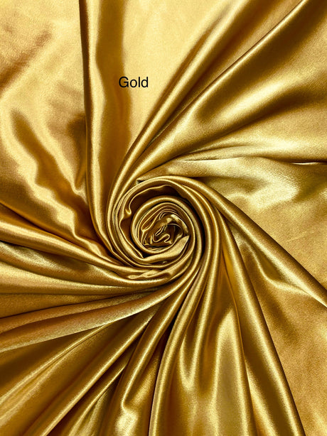 Crepe Satin Polyester Fabric - Gold, Shiny Satin, 58" Width (1 Yard)