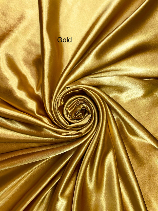 Crepe Satin Polyester Fabric - Gold, Shiny Satin, 58" Width (1 Yard)