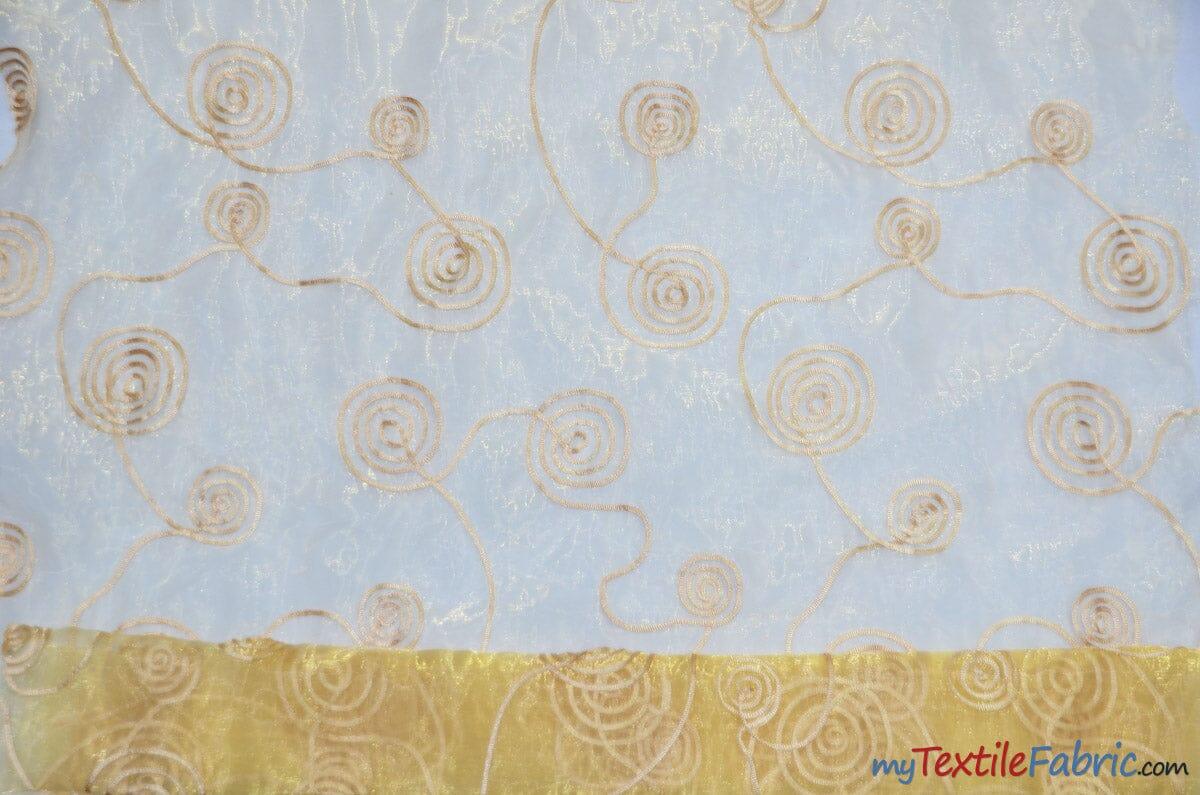 Donatello Organza Embroidery Fabric - Embroidered Floral Sheer, 54" Width, Multiple Colors (1 Yard)