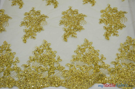 Camilla Embroidery Polyester Fabric - Flower Embroidery With Sequins, Sheer Bridal Lace, 52" Width (1 Yard)
