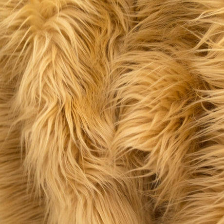 Gold Faux Fur Fabric - Luxury Shaggy, Gold, 60" Width (1 Yard)