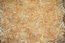 Rosette Satin Polyester Fabric - 3D Satin Floral Embroidery, 52/54" Width (Yards, Bolts, Sample Swatch)