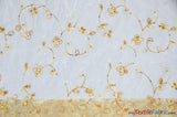 Dahlia Organza Embroidery Polyester Fabric - Embroidered Floral Sheer With Sequins Embellishment, 54" Width (1 Yard)