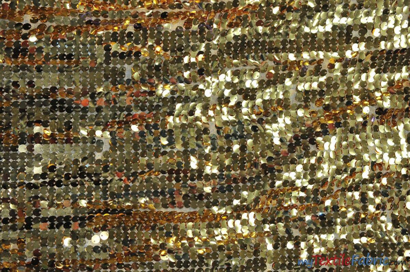 New York Dazzle Polyester Sequins Fabric - 6Mm Sequins, Semi Solid Mesh Sheer Background, 52" Width, Multiple Colors (1 Yard)