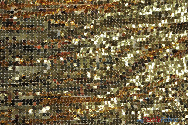 New York Dazzle Polyester Sequins Fabric - 6Mm Sequins, Semi Solid Mesh Sheer Background, 52" Width, Multiple Colors (1 Yard)