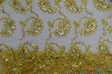 Coco Paisley Polyester Fabric - Sheer Embroidered Paisley, Double Scallop Lace, 52" Width (1 Yard)