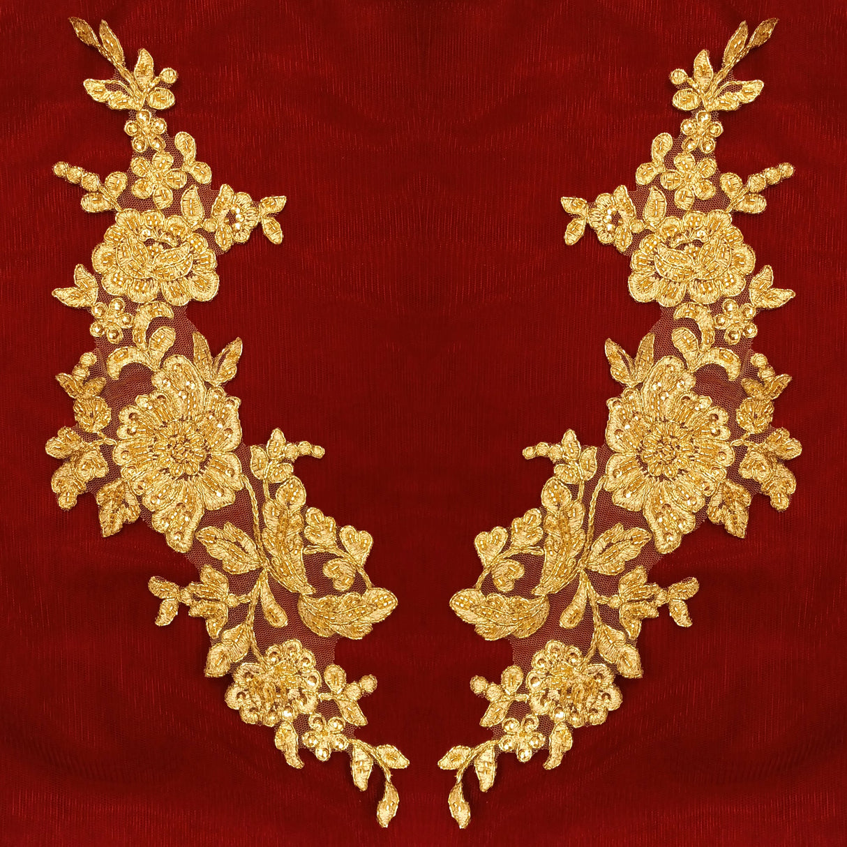 Beaded Corded Floral Lace Applique
