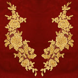 Beaded Corded Floral Lace Applique