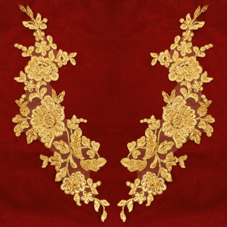 Beaded Corded Floral Lace Applique