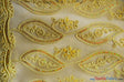 Coco Mango Polyester Fabric - Sheer Embroidery, Double Scallop Lace, Gold And Silver, 52" Width (1 Yard)