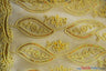 Coco Mango Polyester Fabric - Sheer Embroidery, Double Scallop Lace, Gold And Silver, 52" Width (1 Yard)