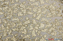 Wendy Sequins Polyester Fabric - Embroidered Flower Sequins, Sheer Metallic Lace, 54" Width, Gold, Silver (1 Yard)