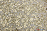 Wendy Sequins Polyester Fabric - Embroidered Flower Sequins, Sheer Metallic Lace, 54" Width, Gold, Silver (1 Yard)