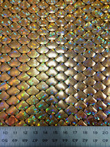 8 Colors Shiny Holographic Foil Mermaid Scales Pattern On Black Stretch Nylon Spandex Shiny Tricot Fabric - Black, Mermaid Scales, 58 To 60 Inches Wide