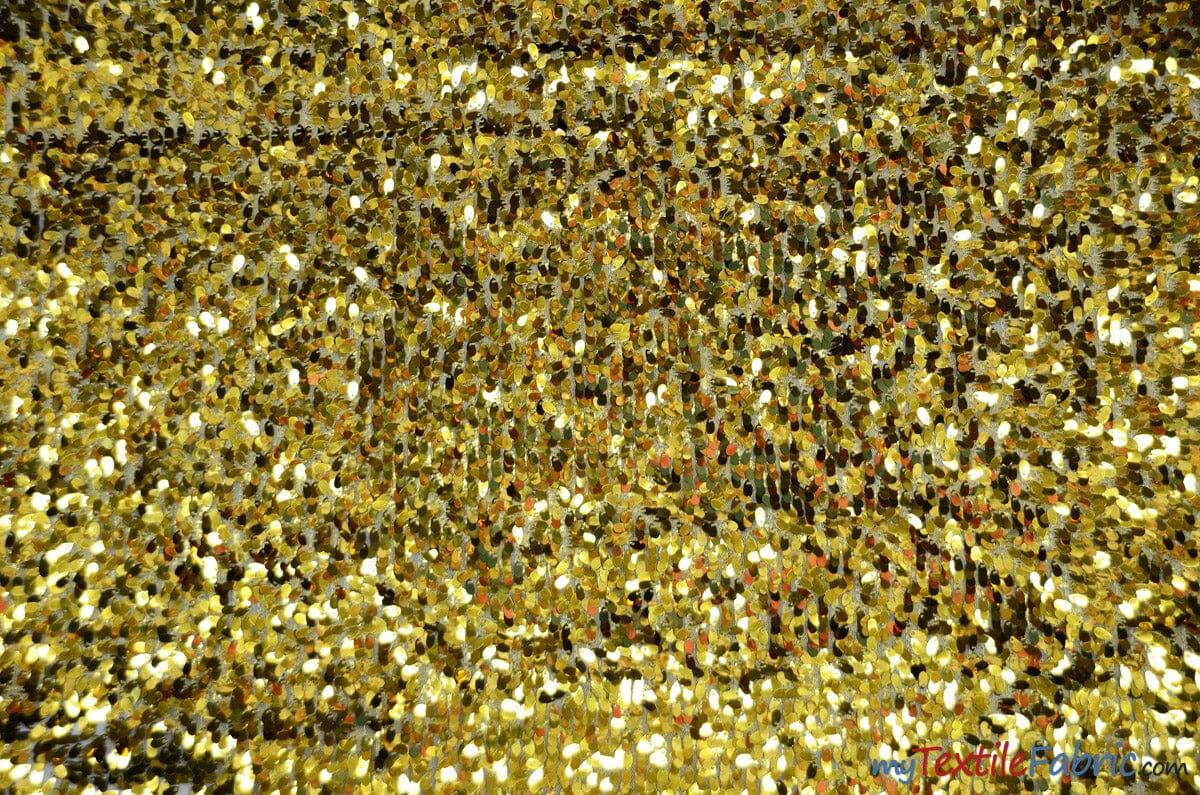 Tear Drop Sequins Polyester Fabric - Hanging Sequins On Mesh, Gold, Silver, Blush Pink, 50/52" Width (1 Yard)