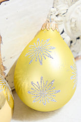 6ct Glass Drop Aztec Gold & Gold Velvet with Silver Snowflakes