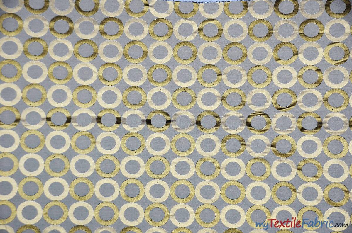 Contempo Jacquard 100 Percent Polyester Fabric - Metallic Circle Pattern, 58/60" Width, Gold, Silver (1 Yard)