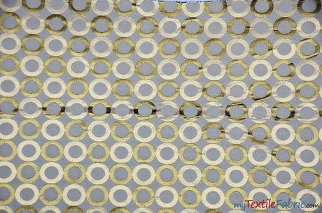 Contempo Jacquard 100 Percent Polyester Fabric - Metallic Circle Pattern, 58/60" Width, Gold, Silver (1 Yard)