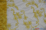 Coco Ribbon Polyester Fabric - Sheer Embroidery, Double Scallop Lace, 52" Width (1 Yard)