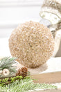 4" Champagne Glittered Iced Ball Ornament