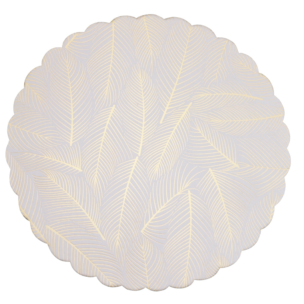 Gold Leaf Printed Round Scalloped Cake Board, 10" x 3/32" - Pack of 5